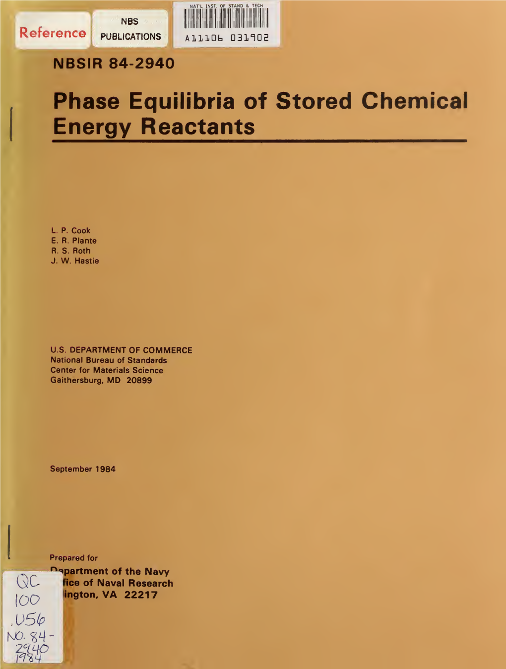 Phase Equilibria of Stored Chemical Energy Reactants