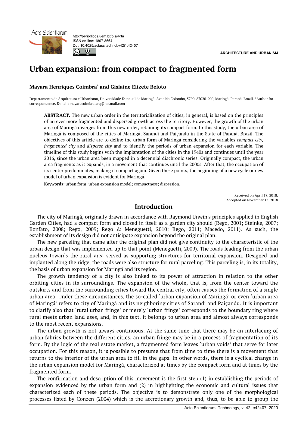 Urban Expansion: from Compact to Fragmented Form