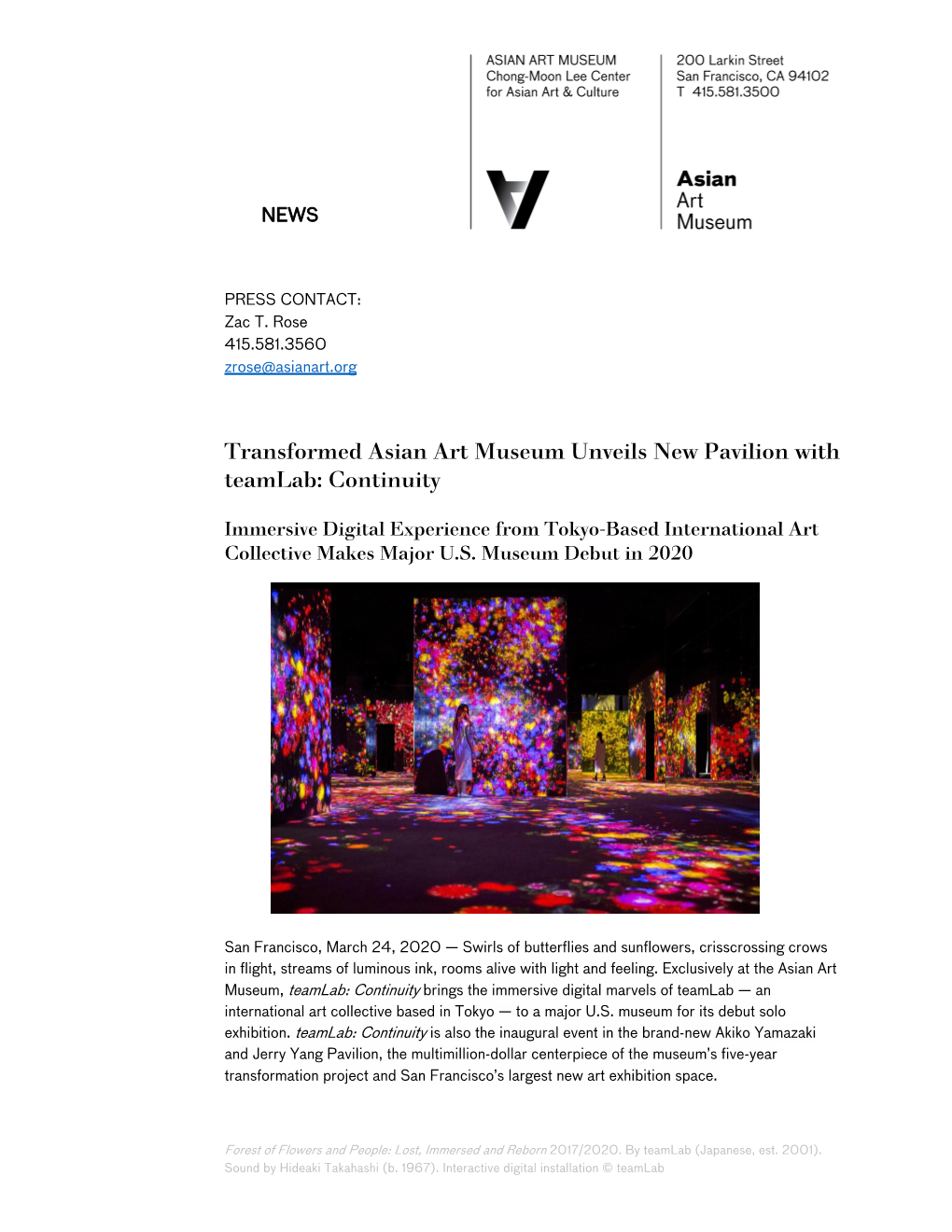 Transformed Asian Art Museum Unveils New Pavilion with Teamlab: Continuity