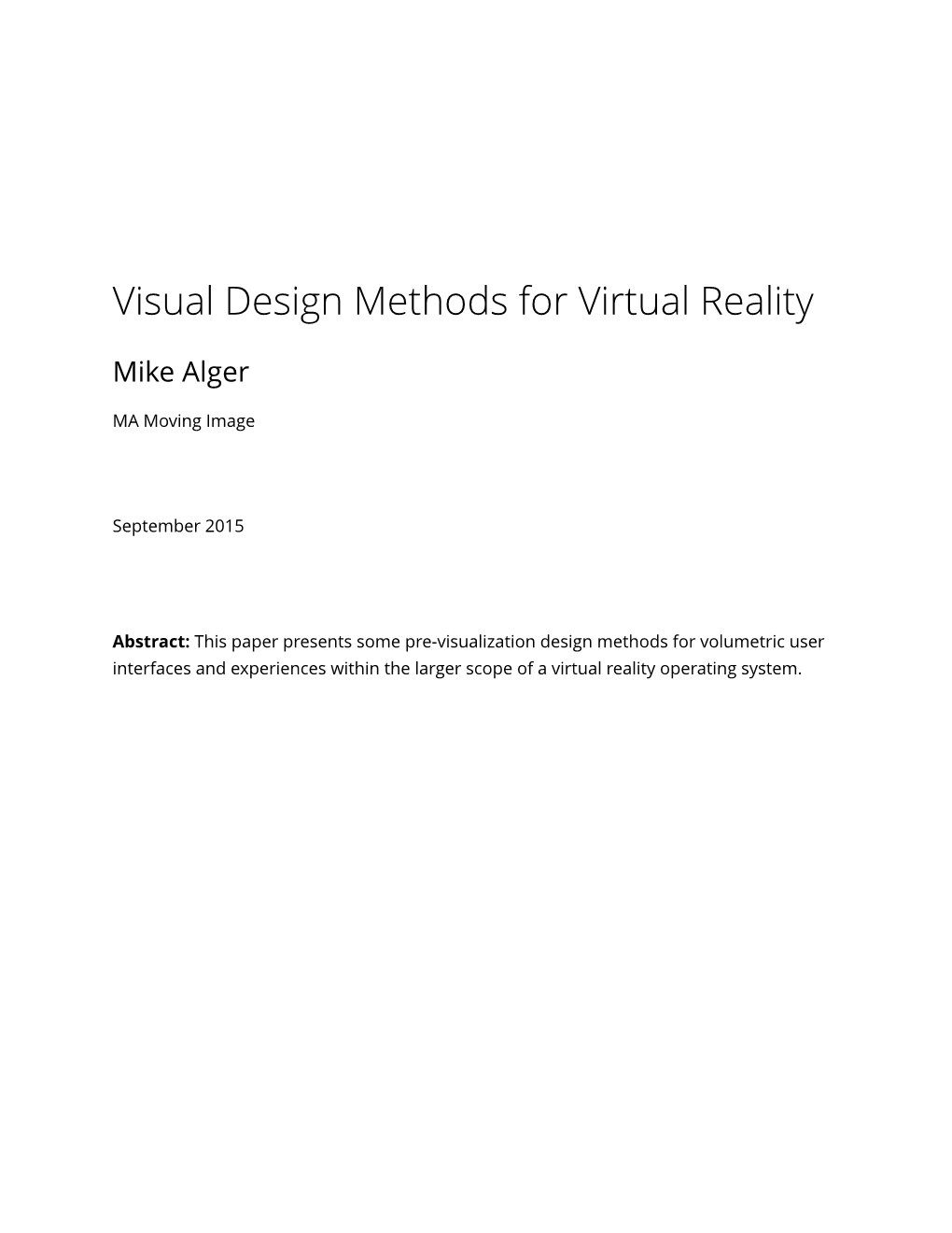 Visual Design Methods for VR