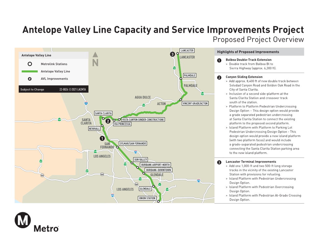 Antelope Valley Line Capacity and Service Improvements Project Proposed Project Overview