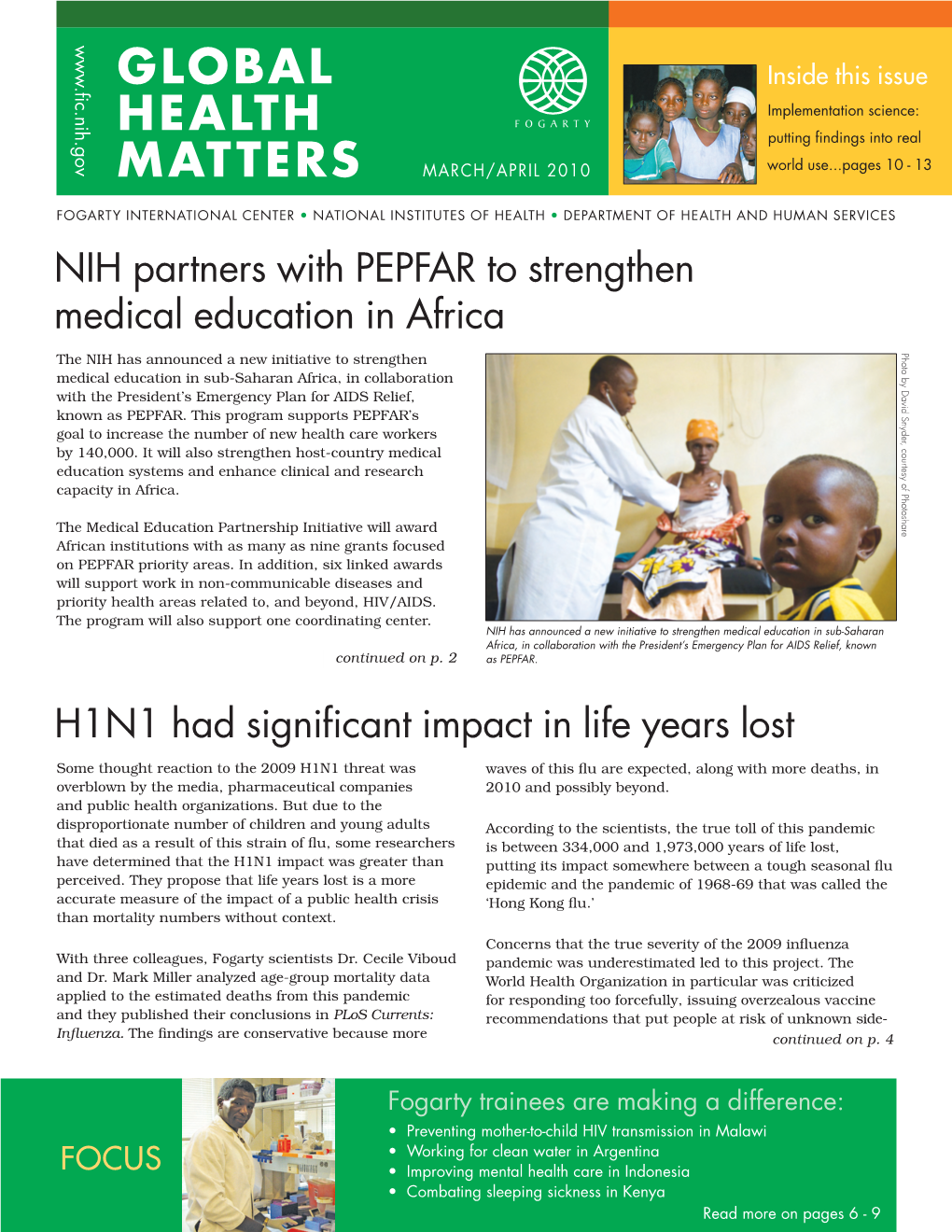 Mar / Apr 2010 Global Health Matters Newsletter