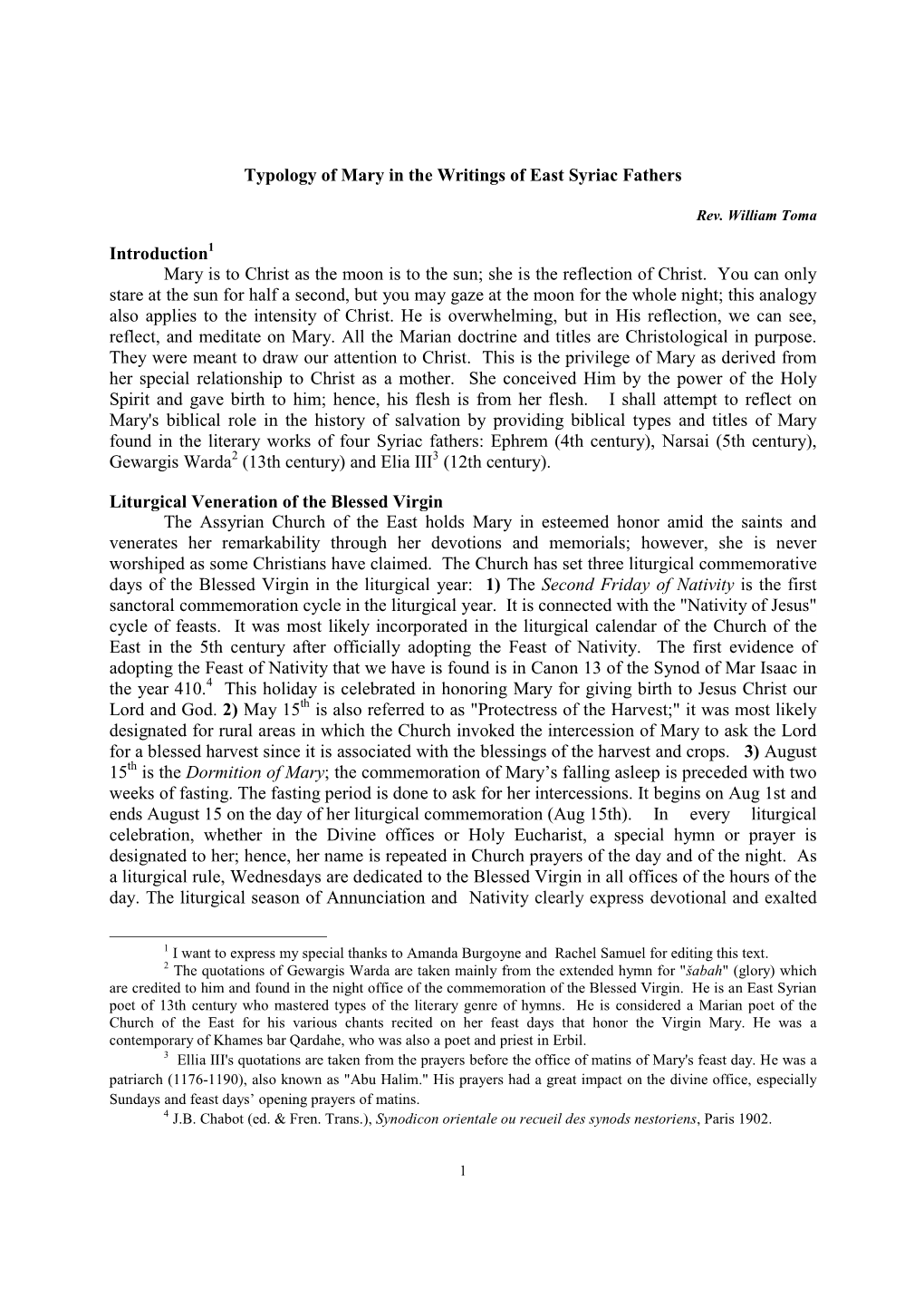 Typology of Mary in the Writings of East Syriac Fathers