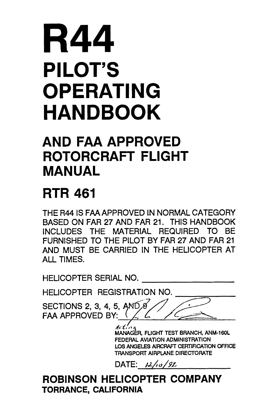 R44 Pilot's Operating Handbook