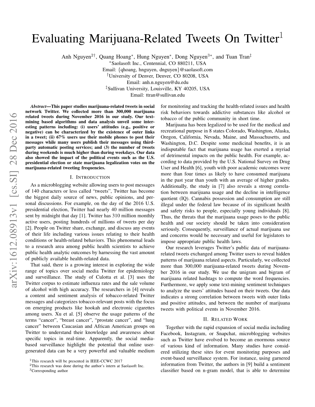 Evaluating Marijuana-Related Tweets on Twitter1