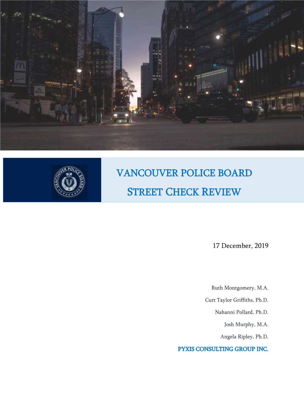 Vancouver Police Board Street Check Review