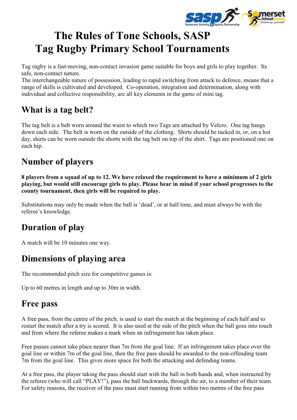 The Rules of Tag Rugby (Year 6 SYG Version)