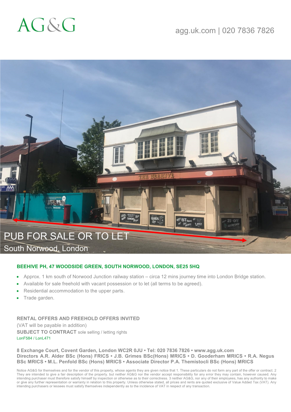 PUB for SALE OR to LET South Norwood, London