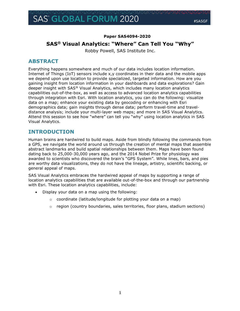 SAS Visual Analytics: "Where" Can Tell You "Why"