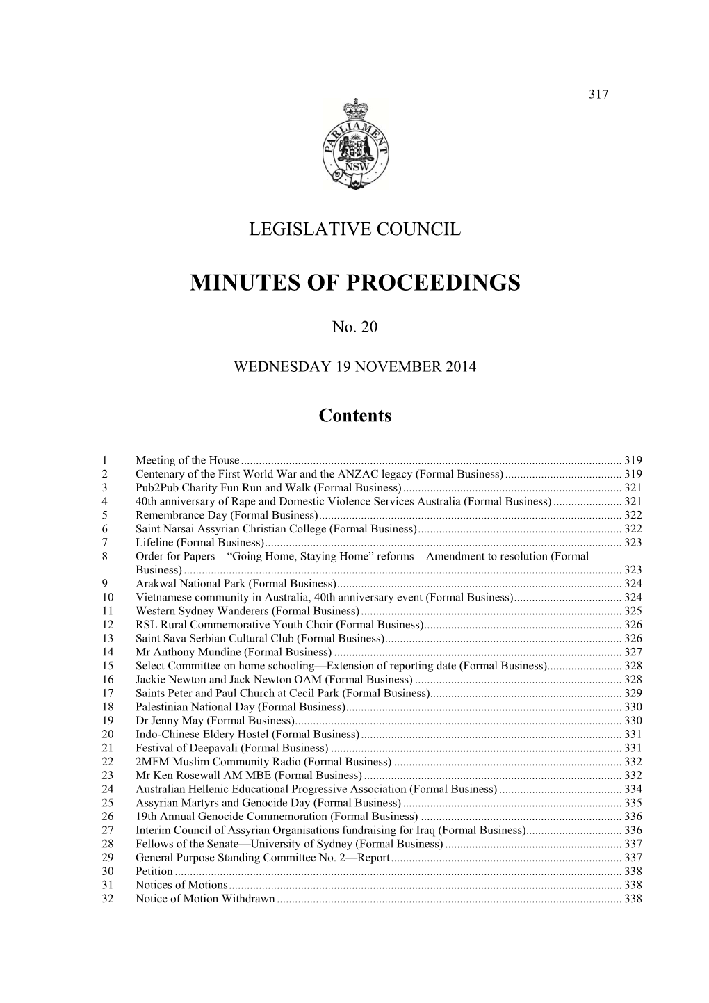 Minutes of Proceedings