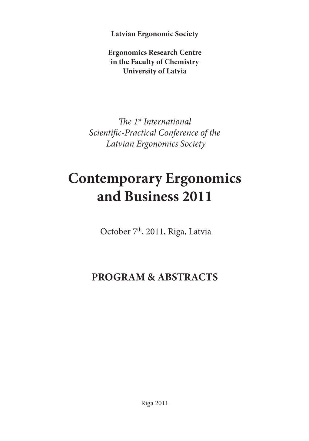 Contemporary Ergonomics and Business 2011