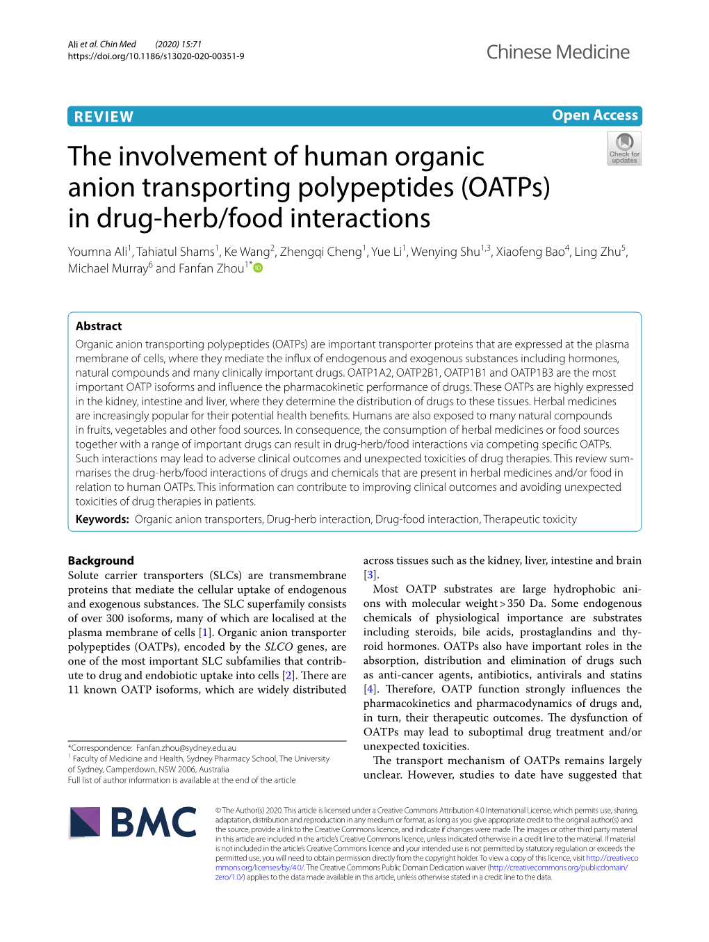 The Involvement of Human Organic Anion Transporting Polypeptides