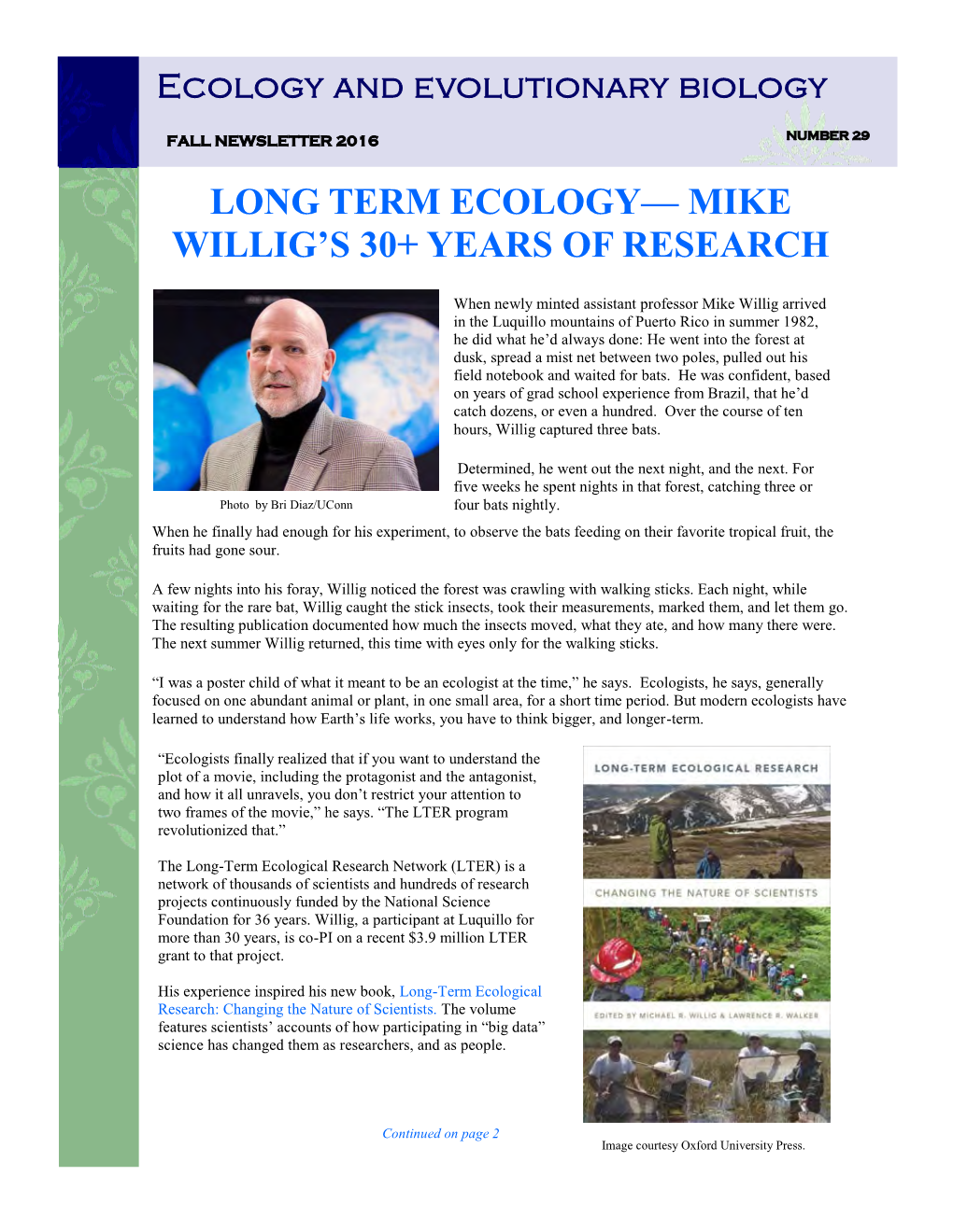 Long Term Ecology— Mike Willig's 30+ Years Of