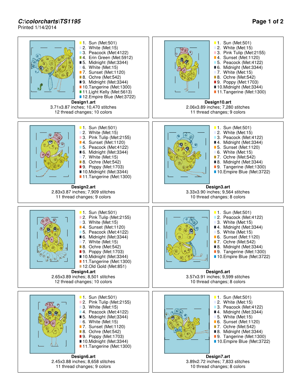 C:\Colorcharts\TS1195 Page 1 of 2 Printed 1/14/2014