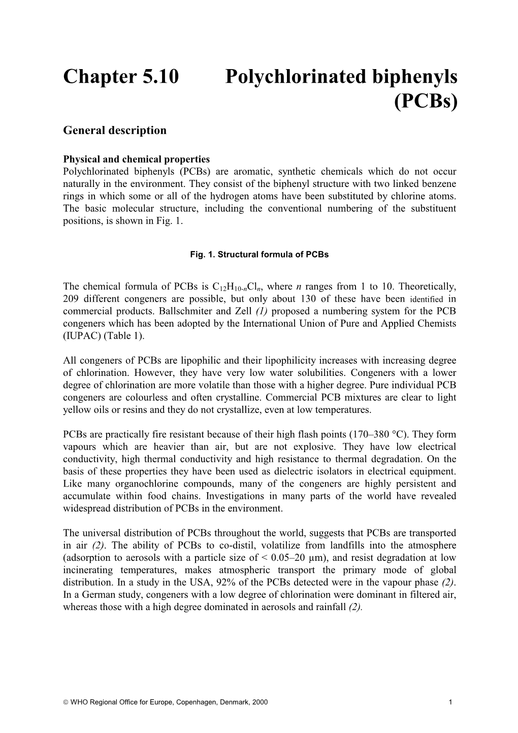 Chapter 5.10 Polychlorinated Biphenyls (Pcbs)