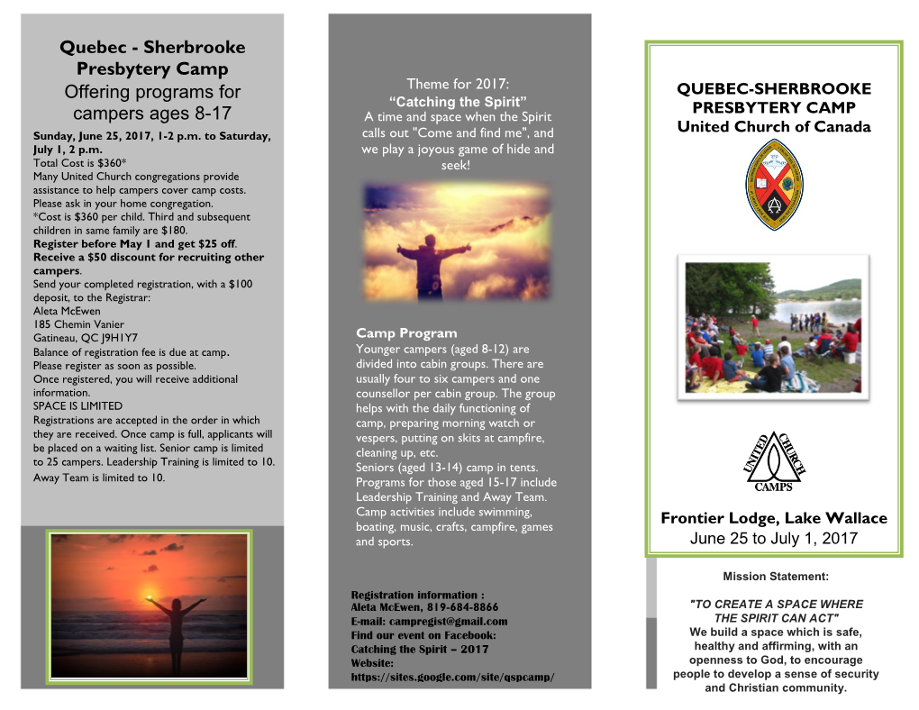 Sherbrooke Presbytery Camp Offering Programs for Campers Ages 8-17