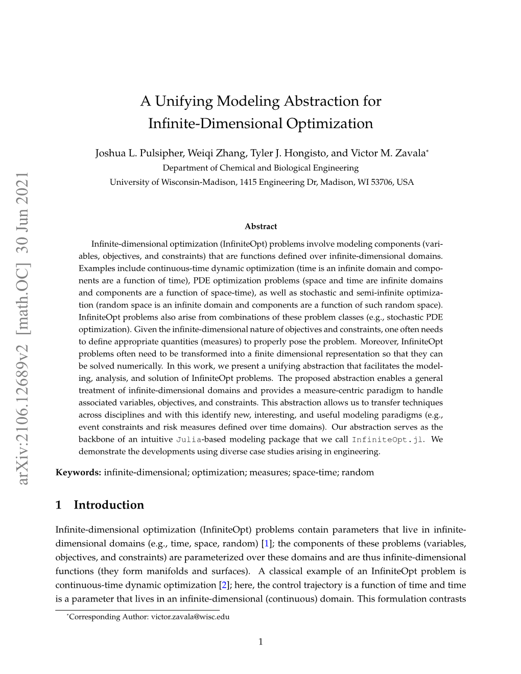 A Unifying Modeling Abstraction for Infinite-Dimensional Optimization