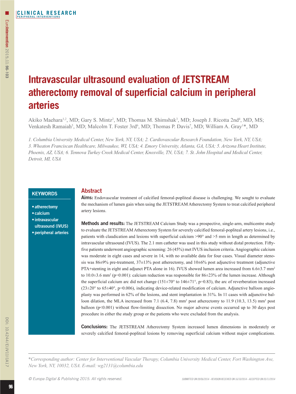 Jetstream Calcium Study