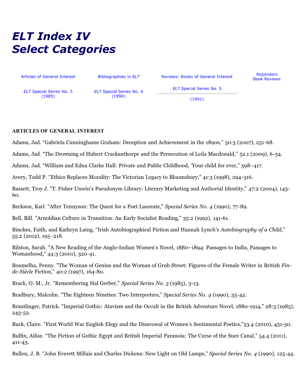 ELT Index IV Select