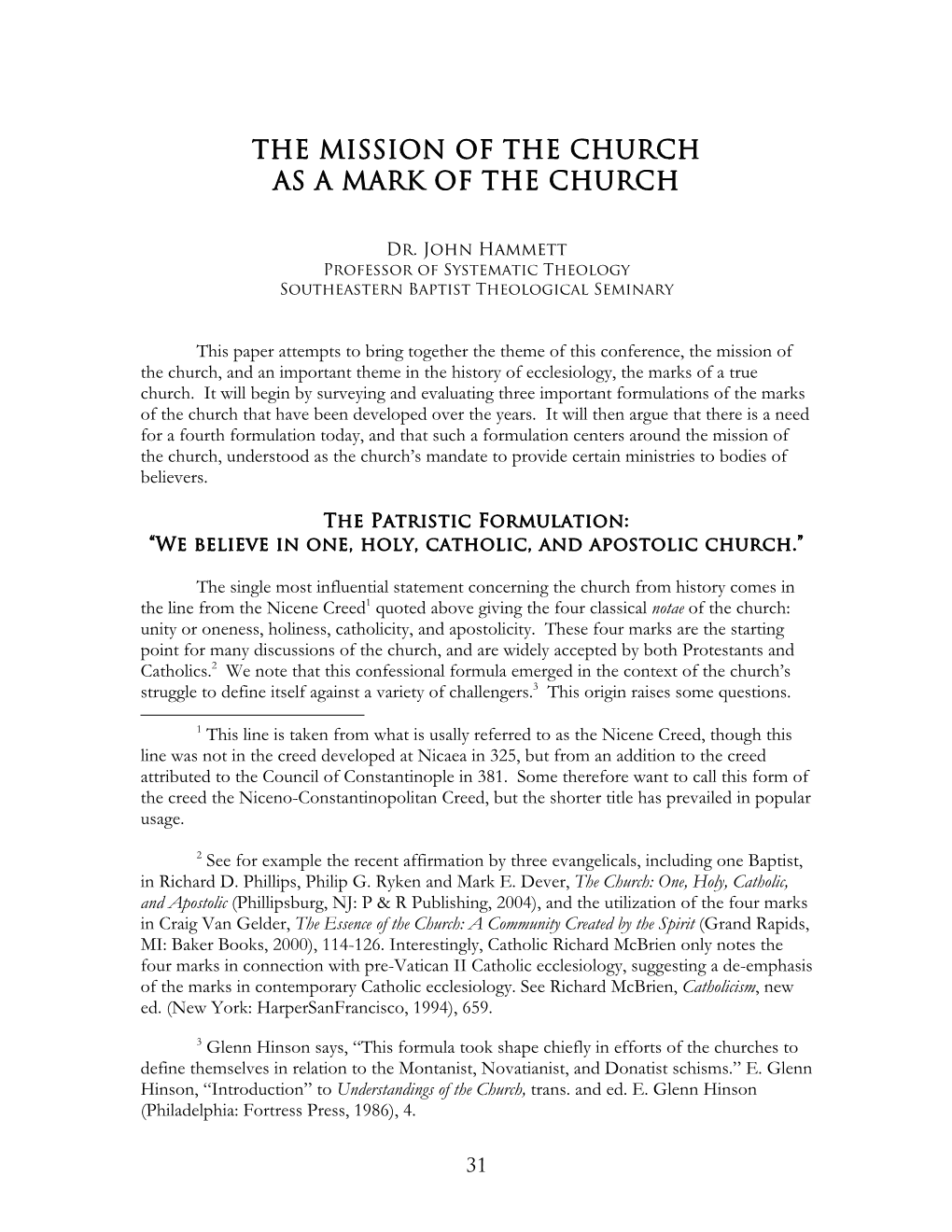 The Mission of the Church As a Mark of the Church