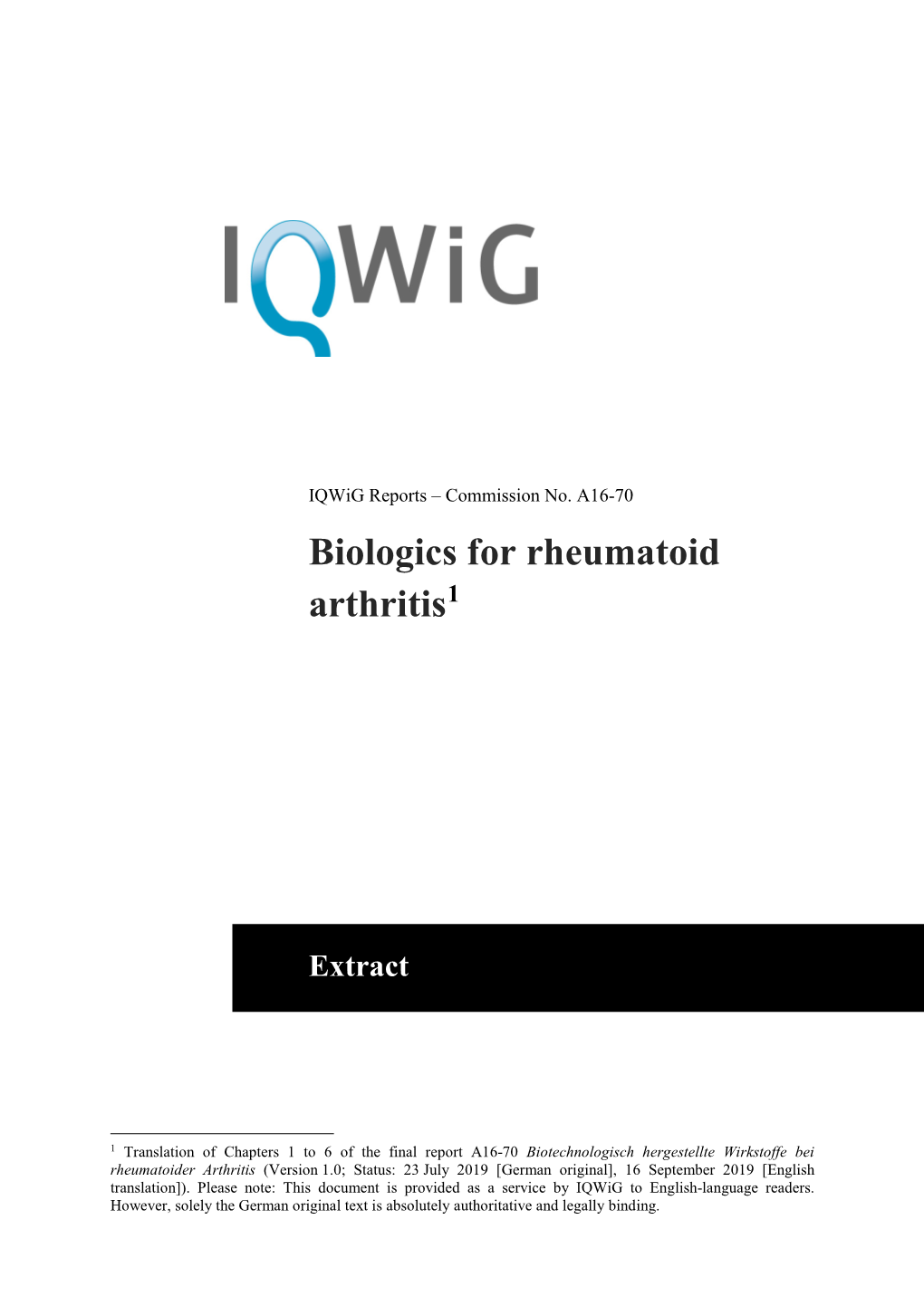 Biologics for Rheumatoid Arthritis1