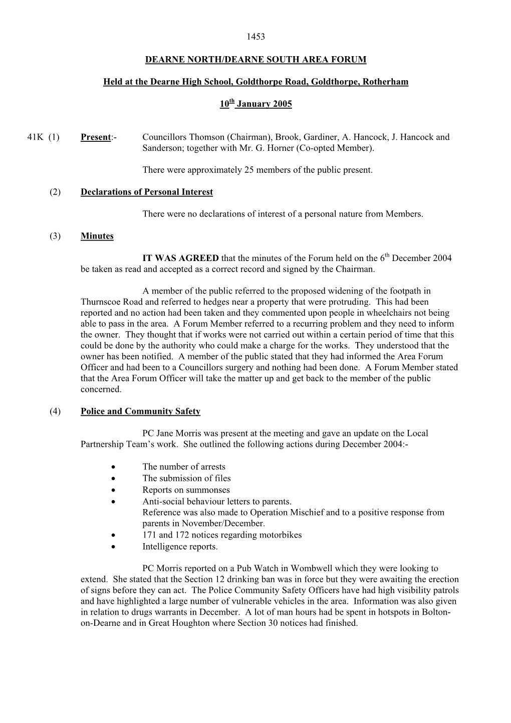 1Dearne South/Dearne Thurnscoe Area Forum