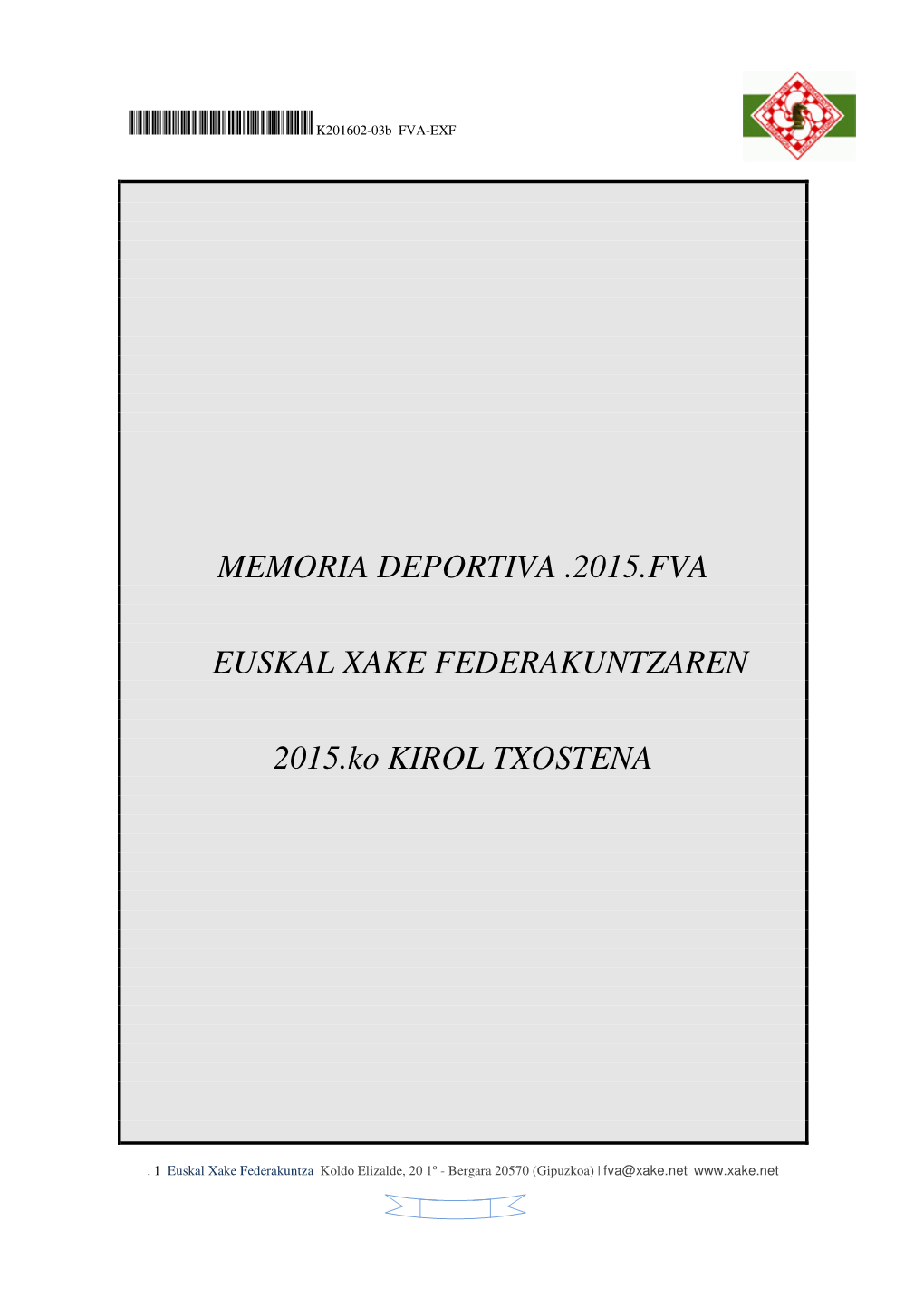 Memoria Deportiva .2015.Fva Euskal Xake