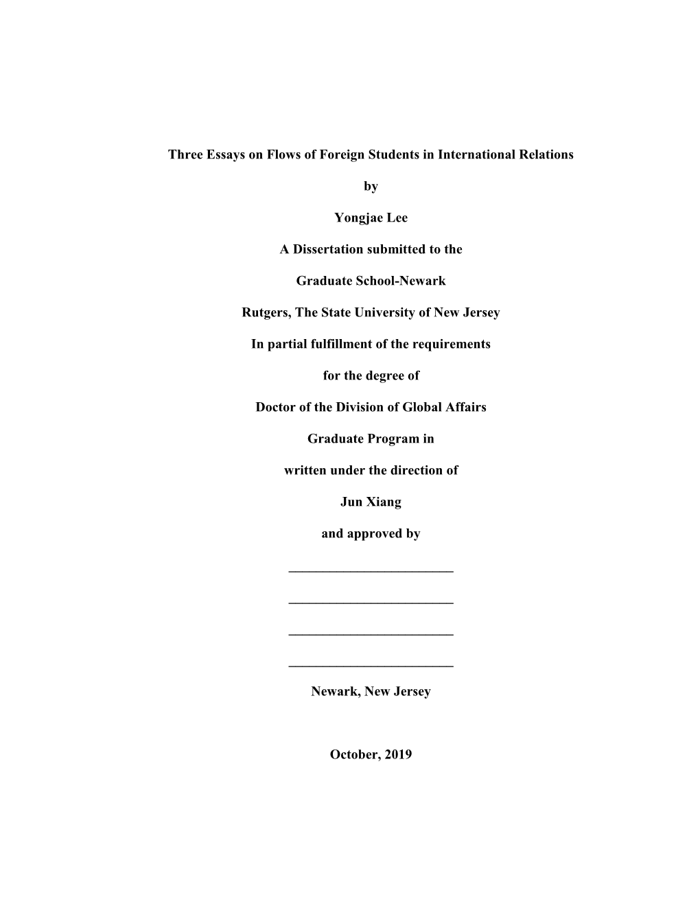 Three Essays on Flows of Foreign Students in International Relations