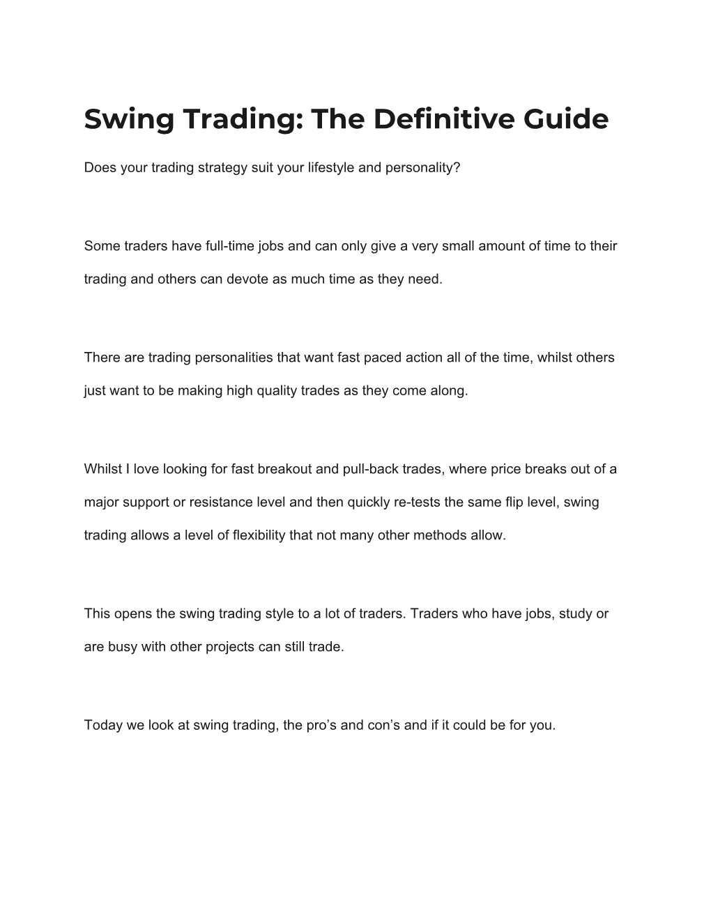 Swing Trading: the Definitive Guide