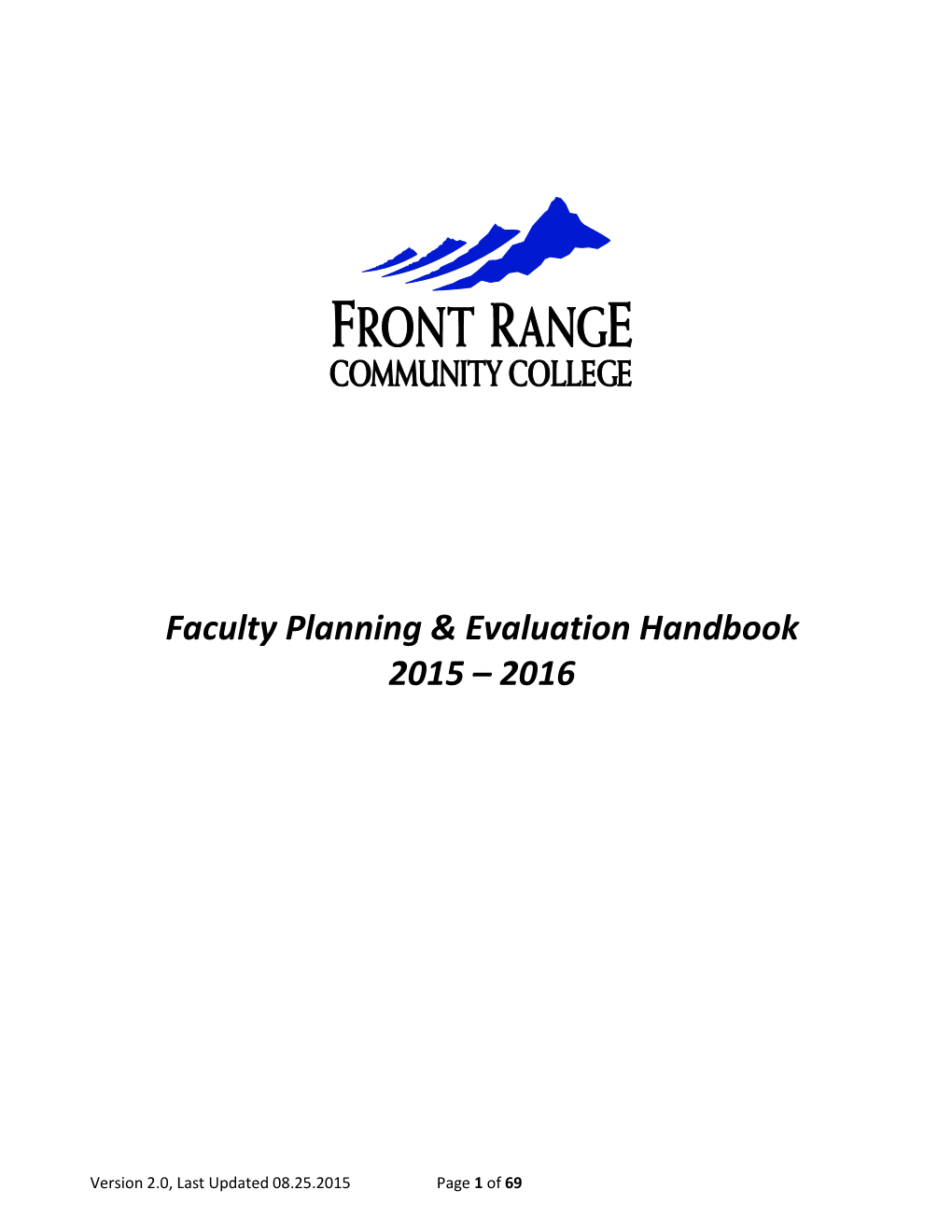 Faculty Planning & Evaluation Handbook 2015 – 2016