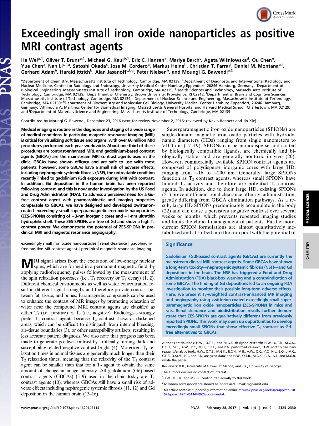 Exceedingly Small Iron Oxide Nanoparticles As Positive MRI Contrast Agents