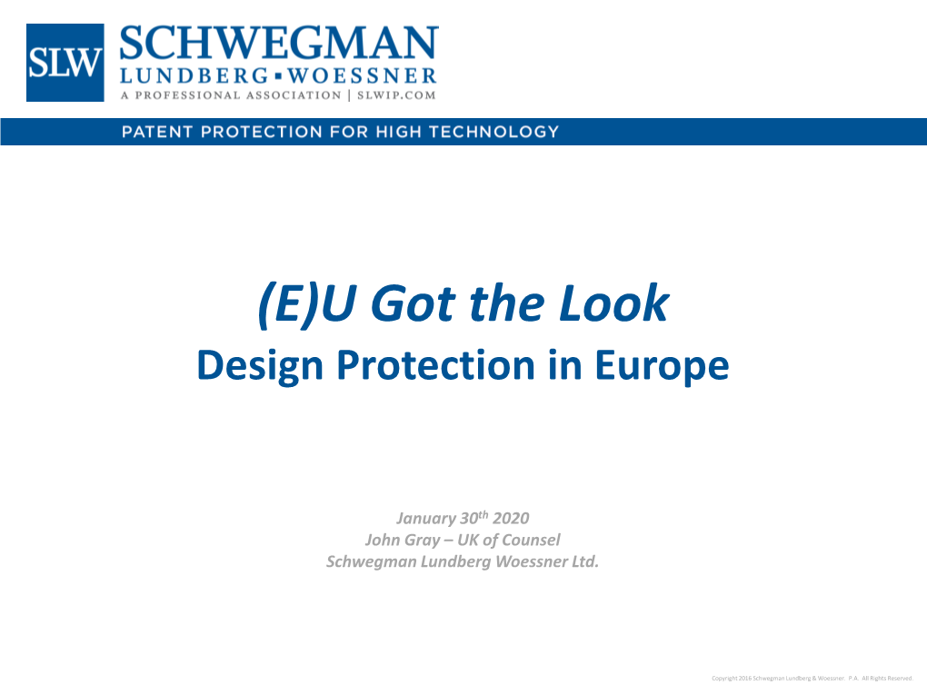 (E)U Got the Look Design Protection in Europe