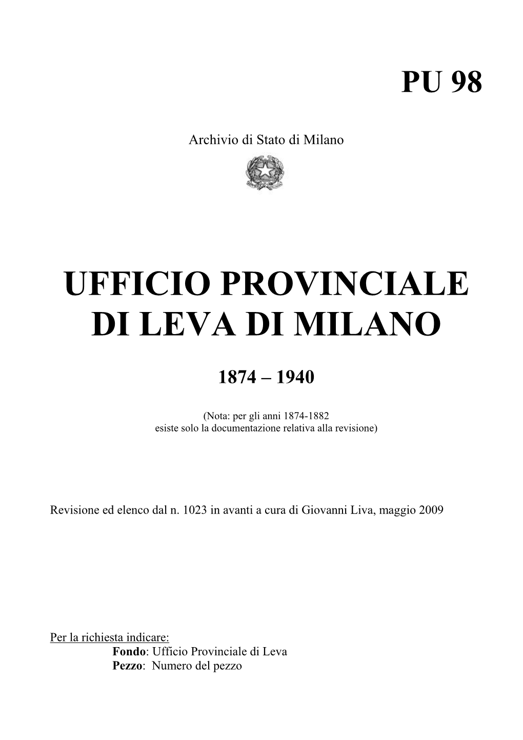 Ufficio Provinciale Di Leva Di Milano