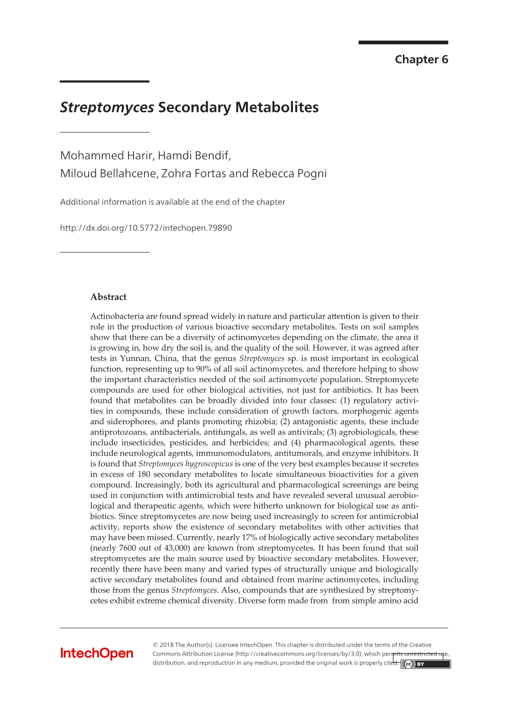 Streptomyces Secondary Metabolites