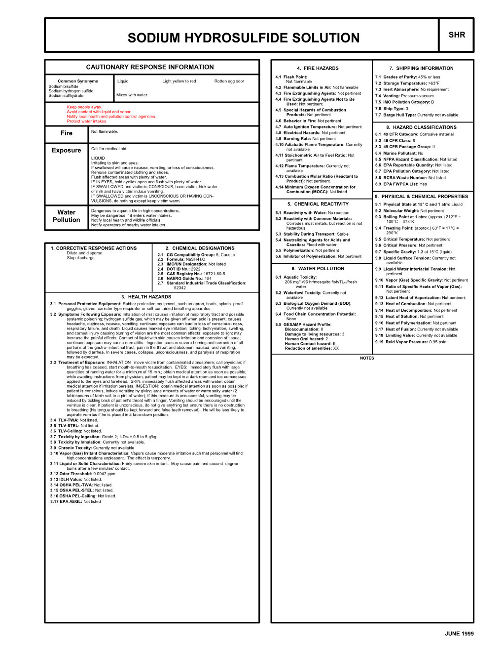 Sodium Hydrosulfide Solution Shr