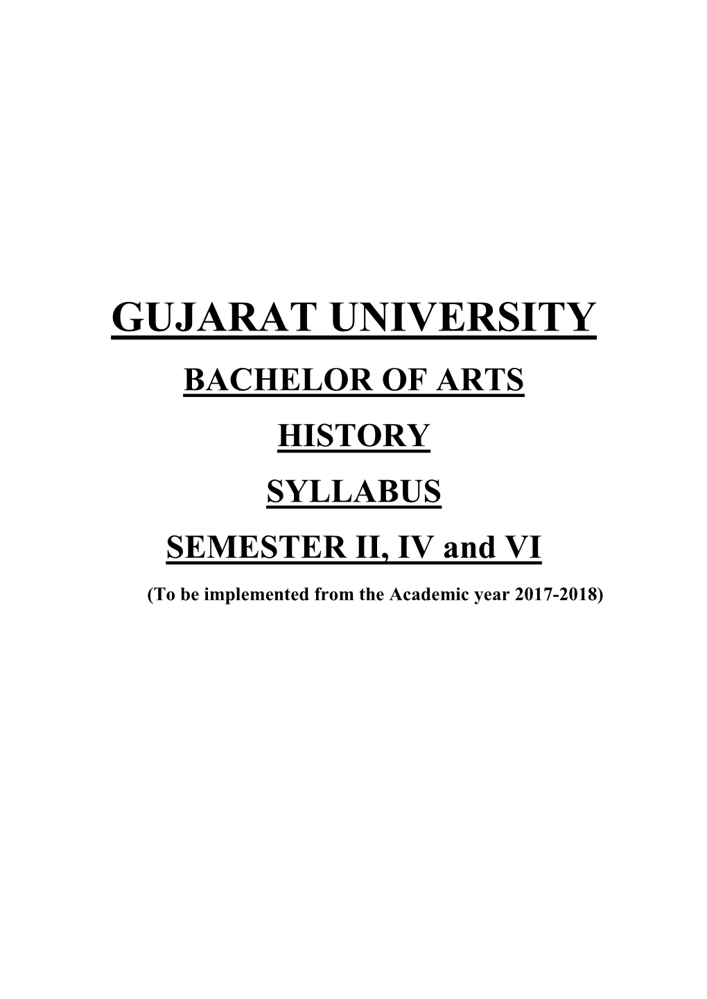 BACHELOR of ARTS HISTORY SYLLABUS SEMESTER II, IV and VI