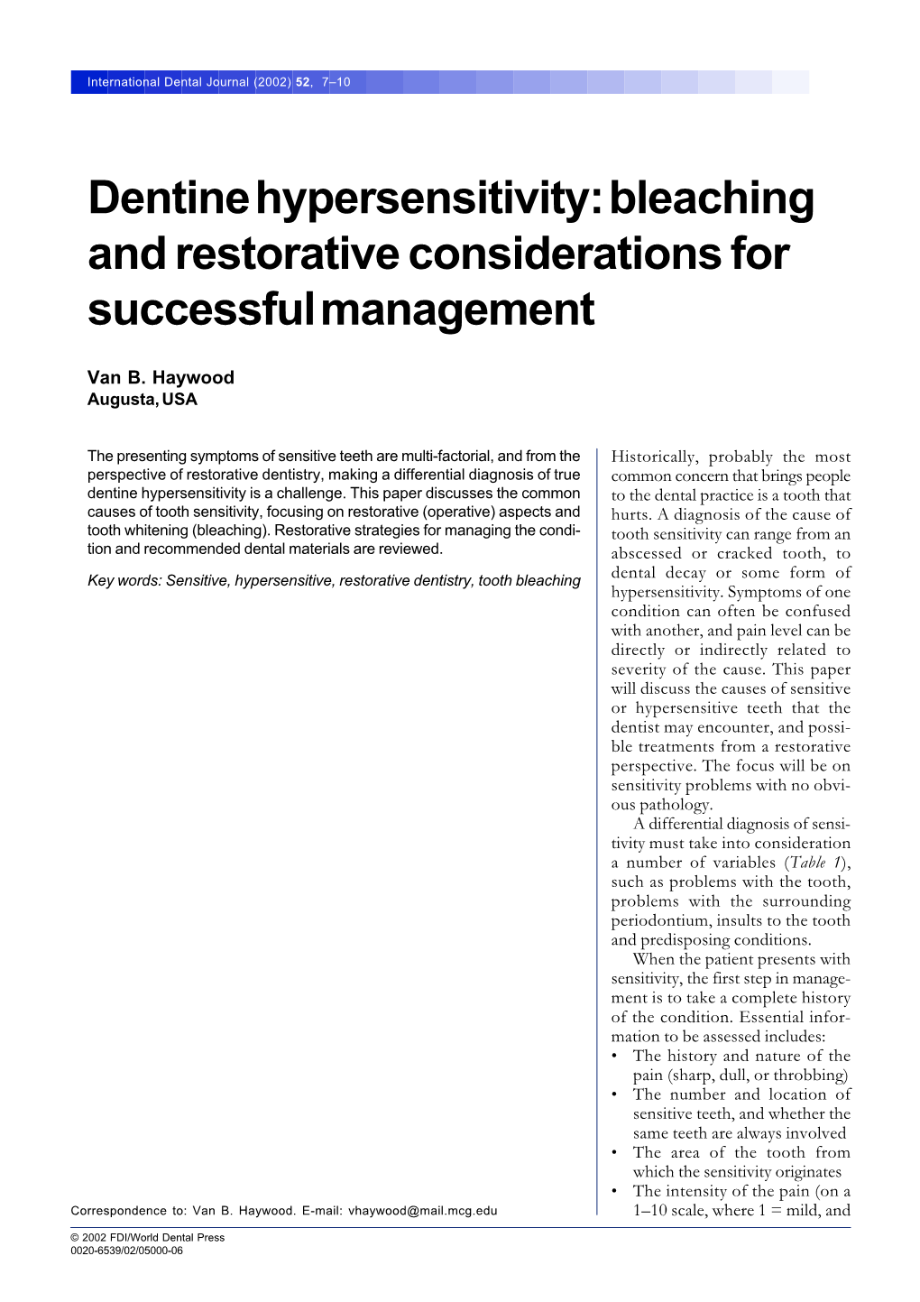 Dentine Hypersensitivity: Bleaching and Restorative Considerations for Successful Management
