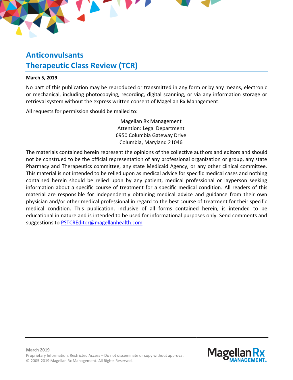 Anticonvulsants Therapeutic Class Review (TCR)