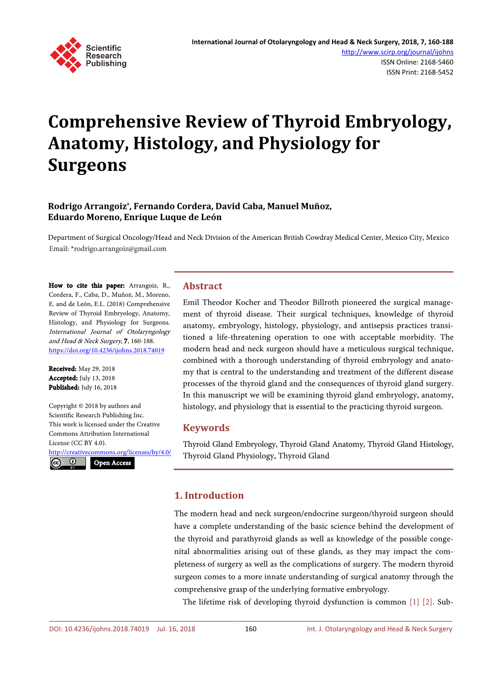 Comprehensive Review of Thyroid Embryology, Anatomy, Histology, and Physiology for Surgeons