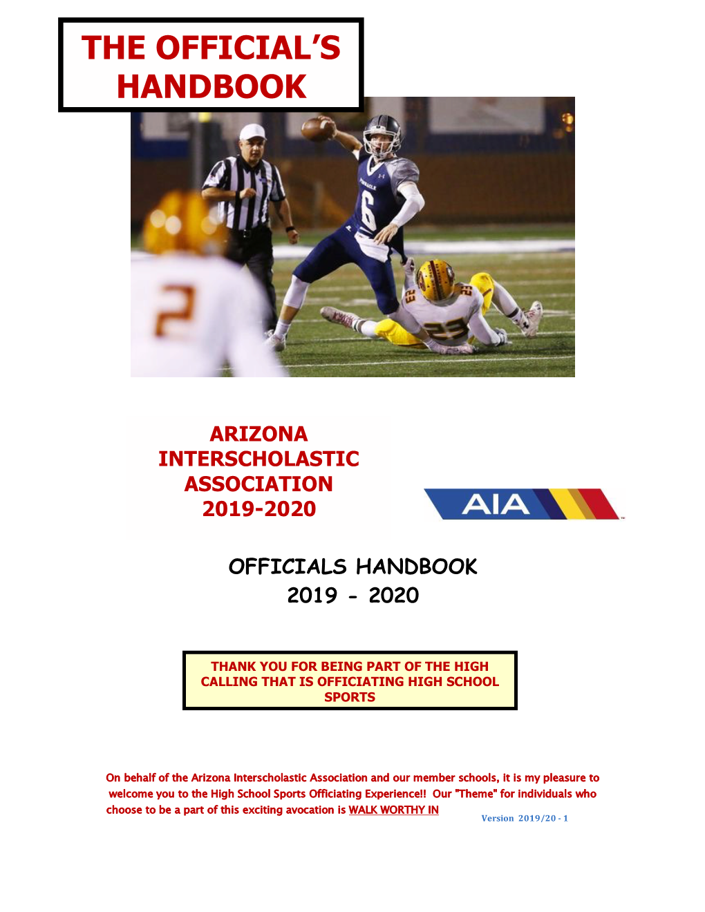 Officials Handbook 2019 - 2020