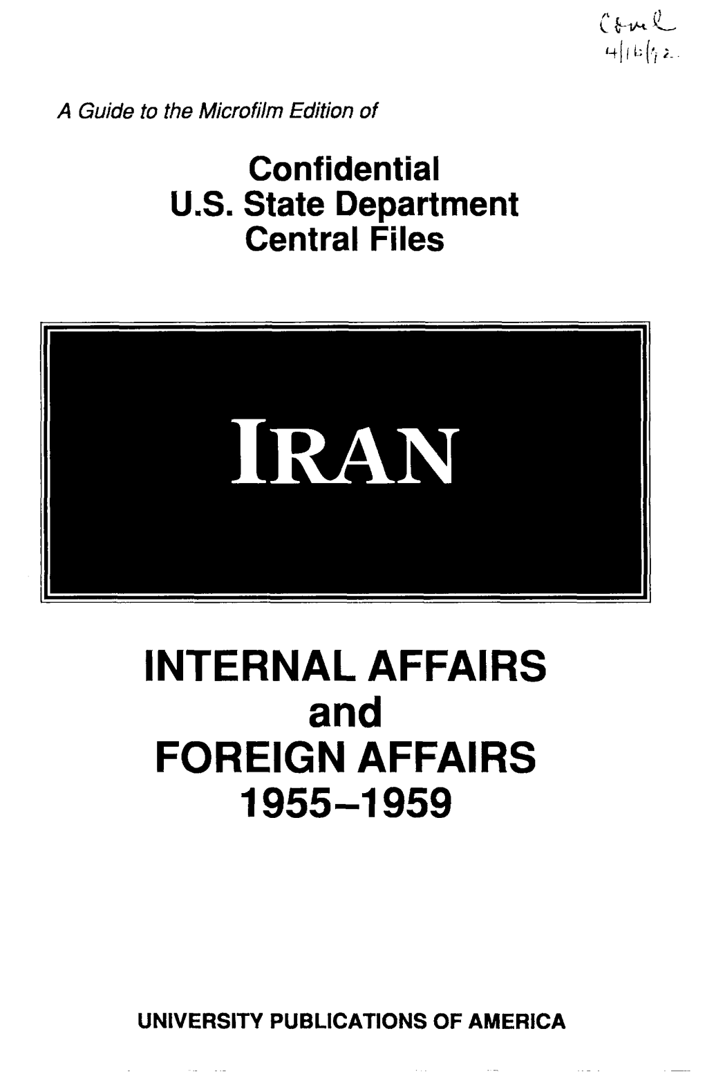 Internal Affairs Foreign Affairs 1955-1959