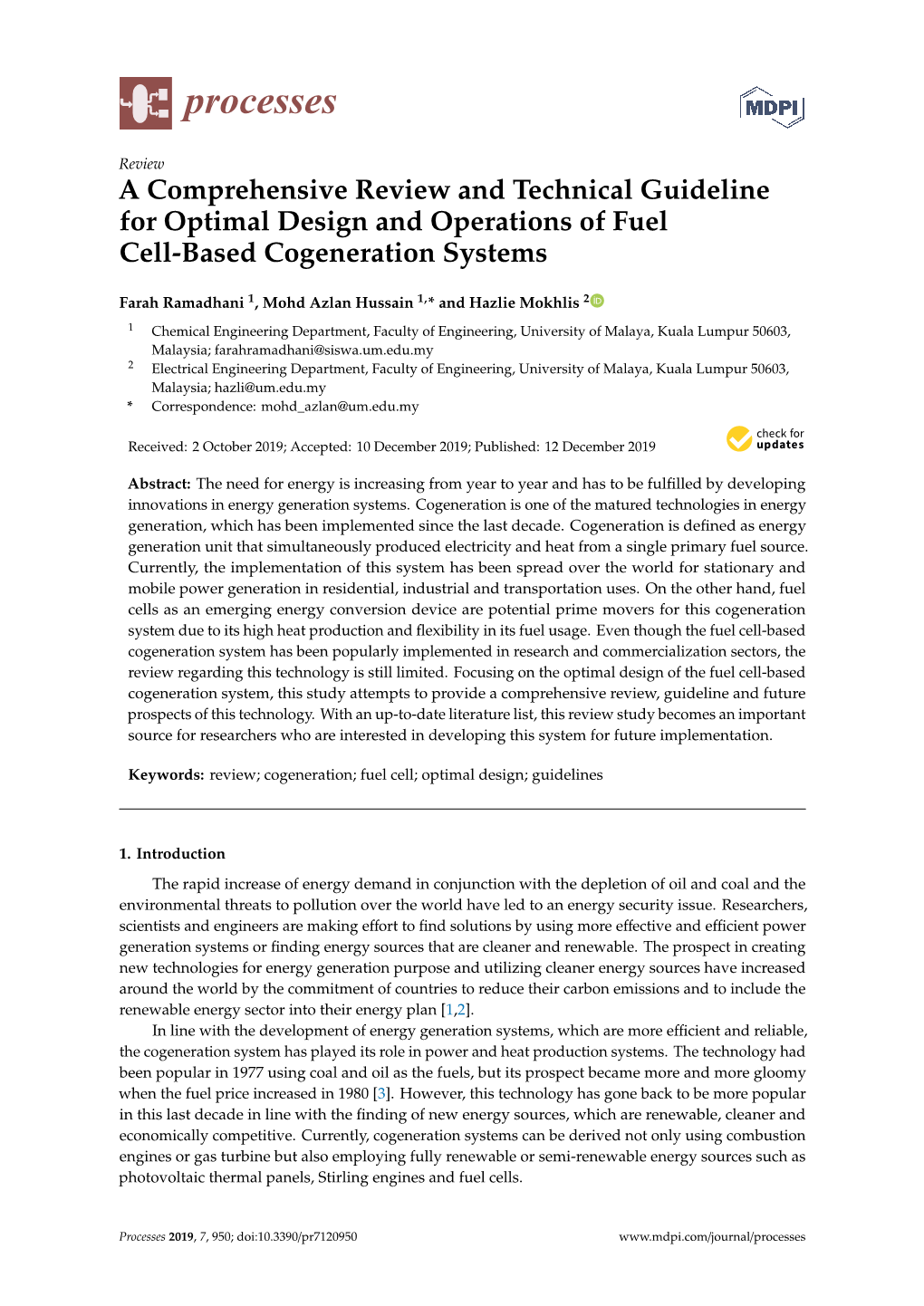 A Comprehensive Review and Technical Guideline for Optimal Design and Operations of Fuel Cell-Based Cogeneration Systems