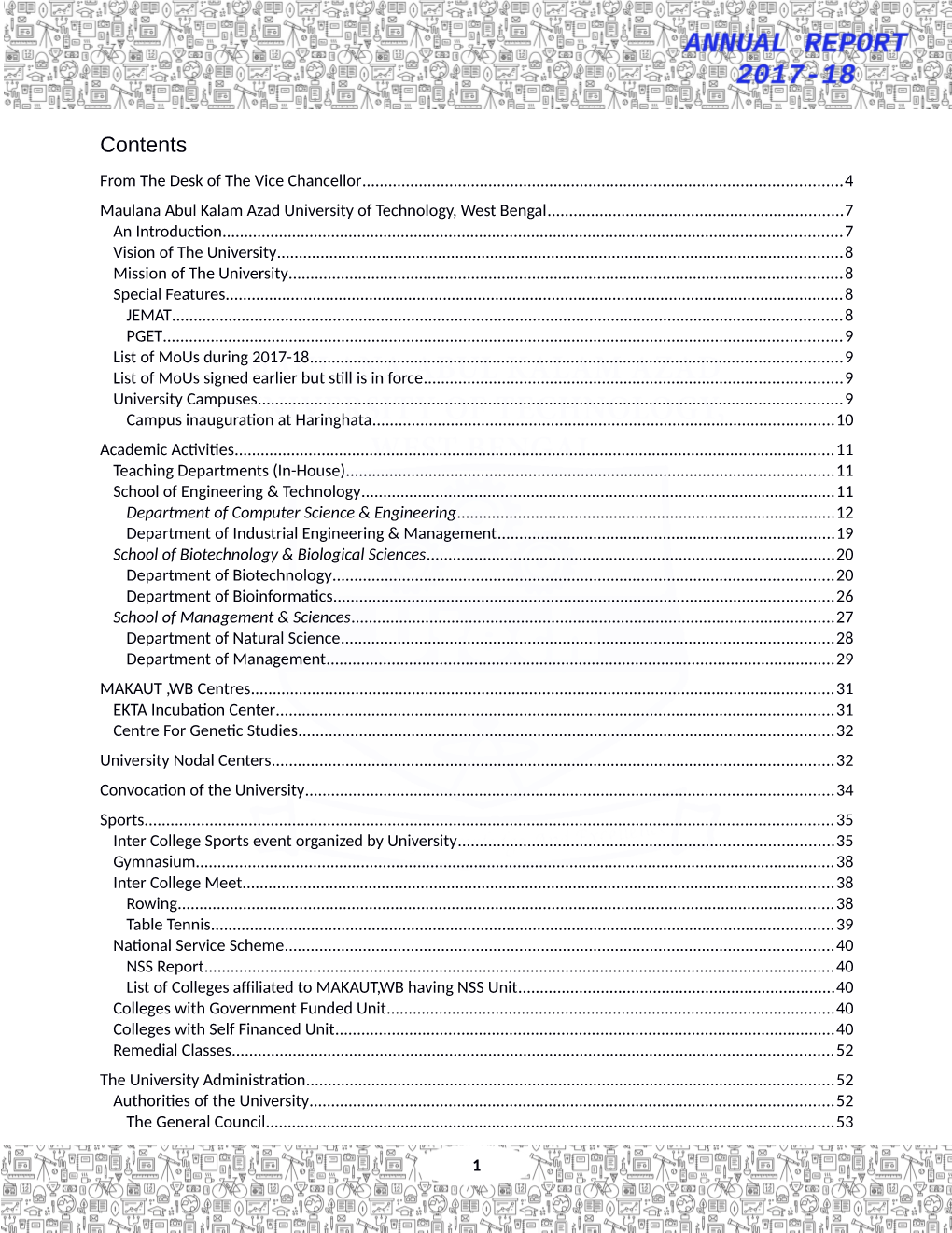 Contents from the Desk of the Vice Chancellor