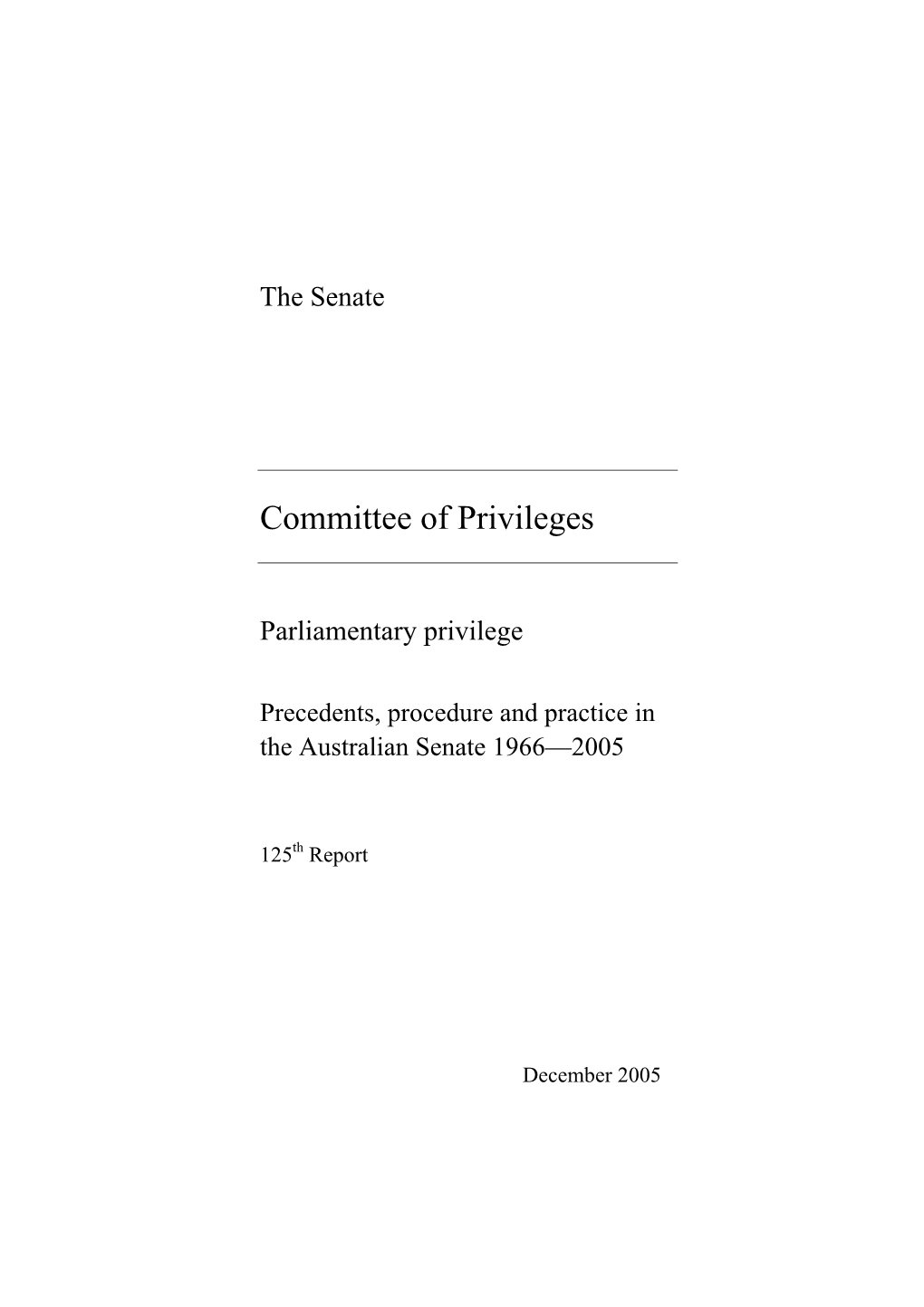 Parliamentary Privilege