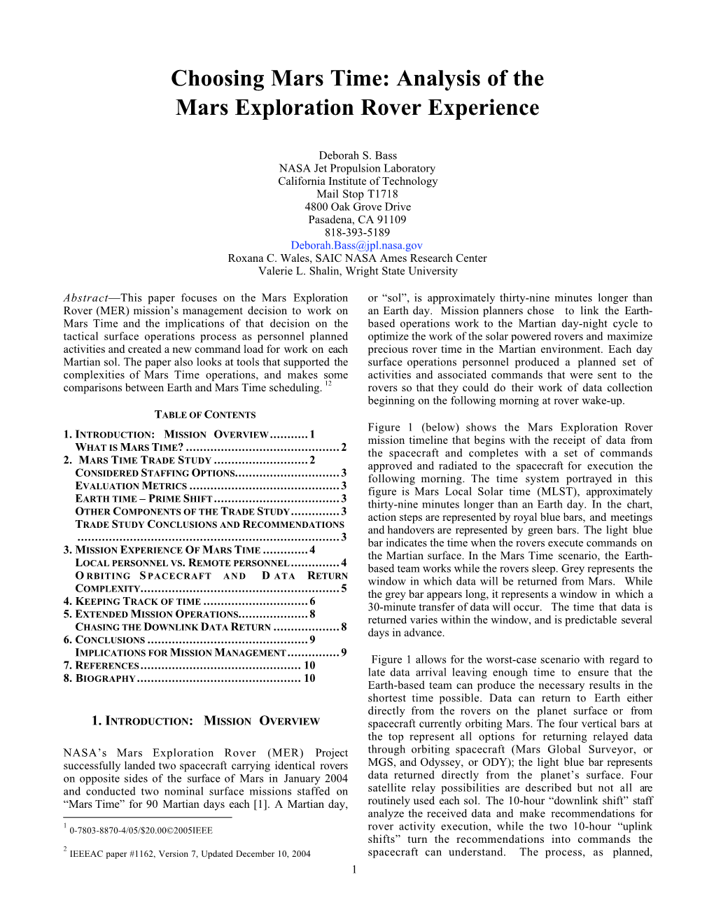 Choosing Mars Time: Analysis of the Mars Exploration Rover Experience