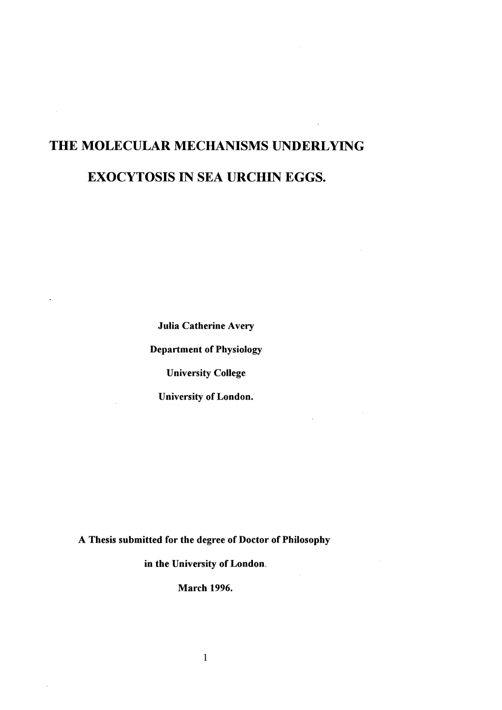 The Molecular Mechanisms Underlying Exocytosis in Sea Urchin Eggs