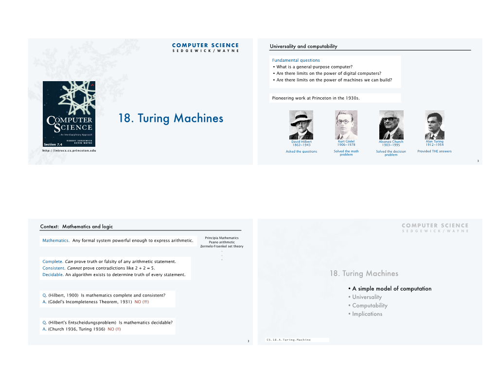 Computer Science 18. Turing Machines