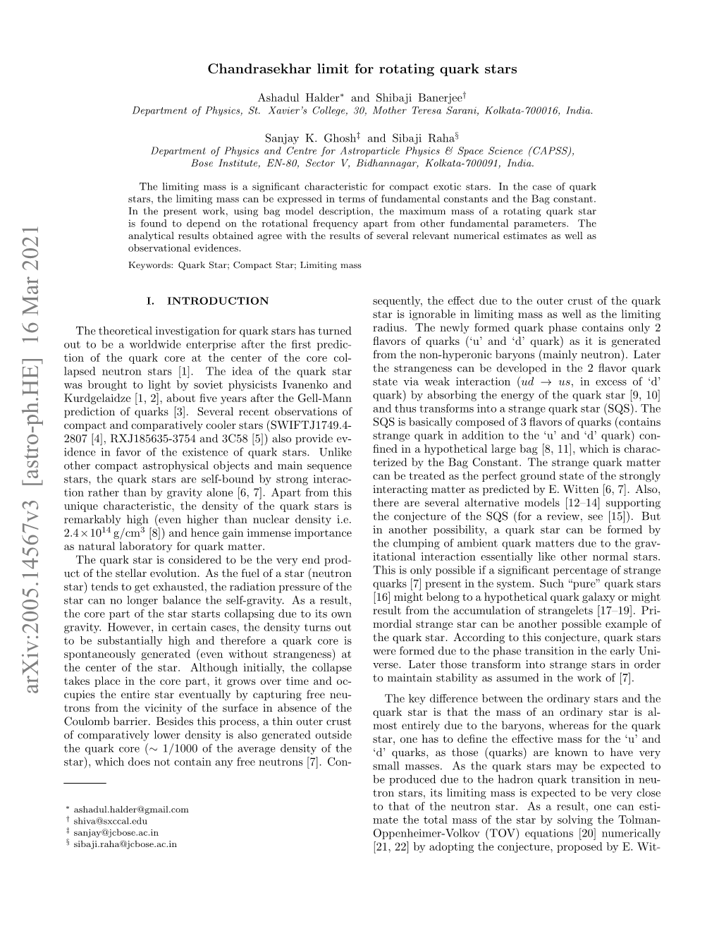 Arxiv:2005.14567V3 [Astro-Ph.HE] 16 Mar 2021