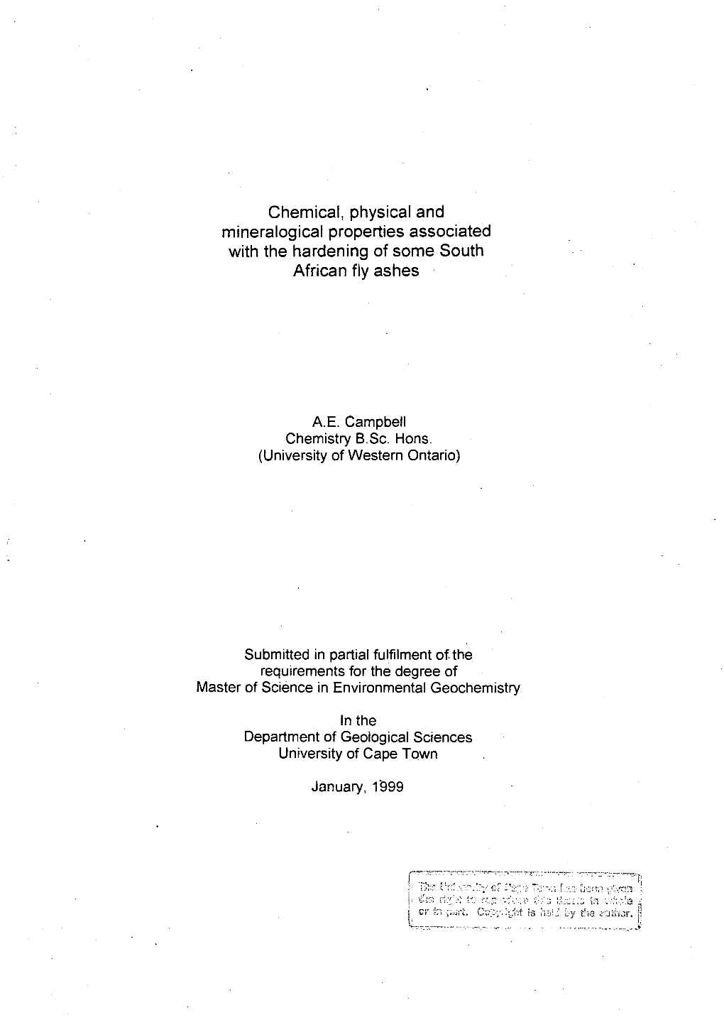 Chemical Physical and Mineralogical Properties Associated with The