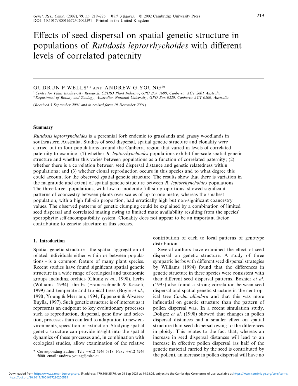 Effects of Seed Dispersal on Spatial Genetic Structure in Populations Of